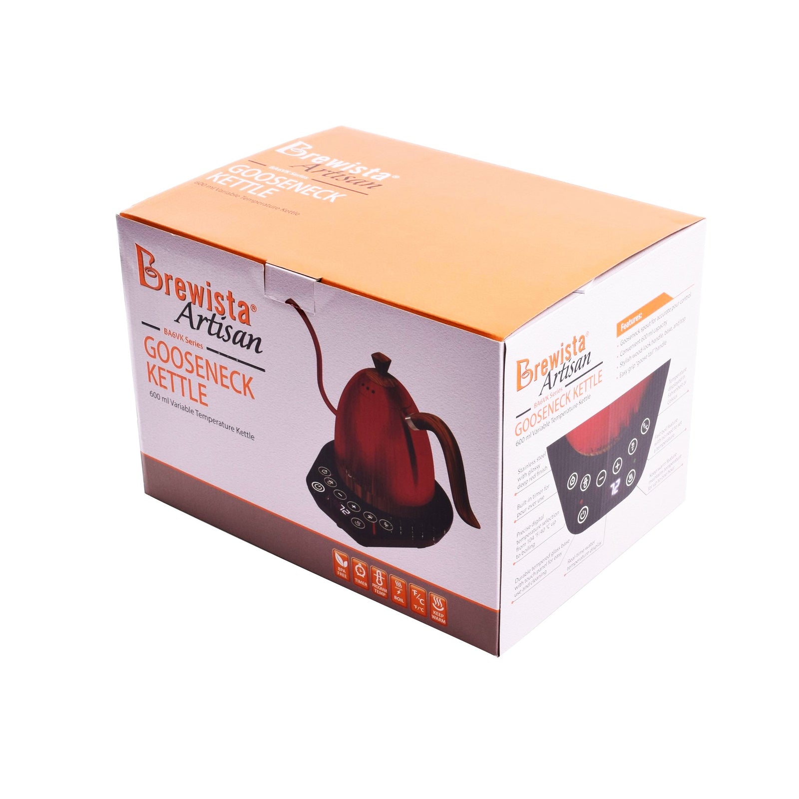 Artisan 600mL Gooseneck Variable Temperature Kettle - Red